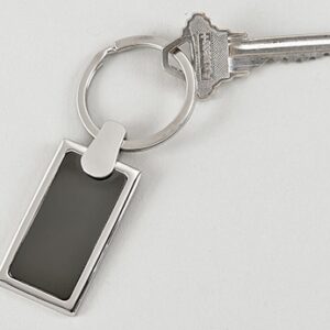 Engravable Rectangle Key Chain w/Gun Metal