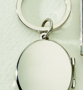 Engraved Oval Locket Key Chain