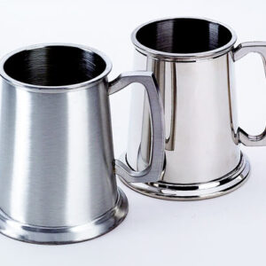 Engraved Brushed Pewter Beer Tankard 16 Oz