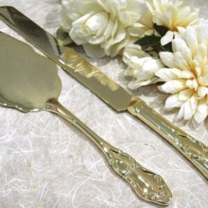 Engraved Gold Plated Cake Server Set