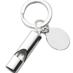 Engraved Silver Whistle Key Chain
